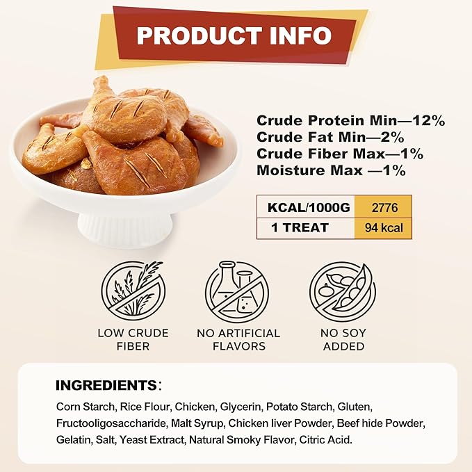 PETPHABET Rawhide Free Dog Chew Bones - 11 Count Grilled Chicken Leg Dog Chews for Small Medium Breeds, Healthy Puppy Treats for Training & Teething, Made with Real Chicken, Natural Smoky Flavor