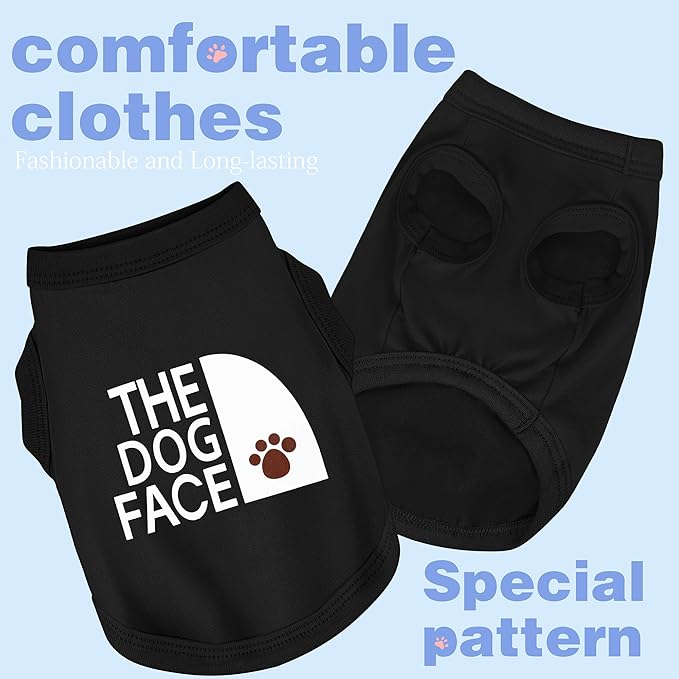 Personality Canine Attire: Soft, Lightweight Cotton Dog Clothes with 'The Dog Face' Print. Small and Medium Breeds, Perfect for Everyday Wear, Comfortable and Breathable Dog Shirt Grey XS