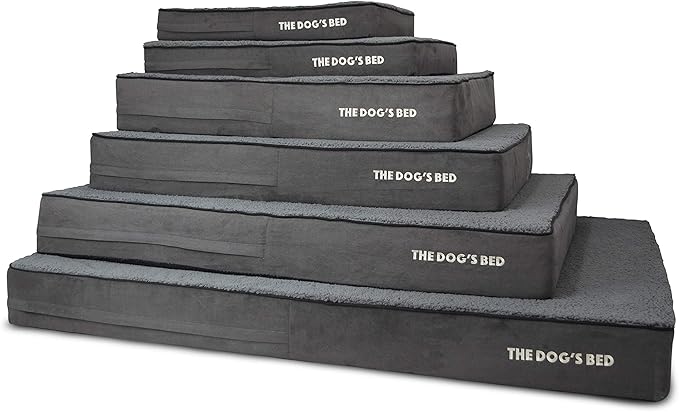 The Dog’s Bed Orthopedic Memory Foam Dog Bed for XXL Dogs, Waterproof Washable Cover, Anti-Slip Base, Calming Surface – CertiPUR-Certified Foam, Grey Plush, 6 Inch Thick