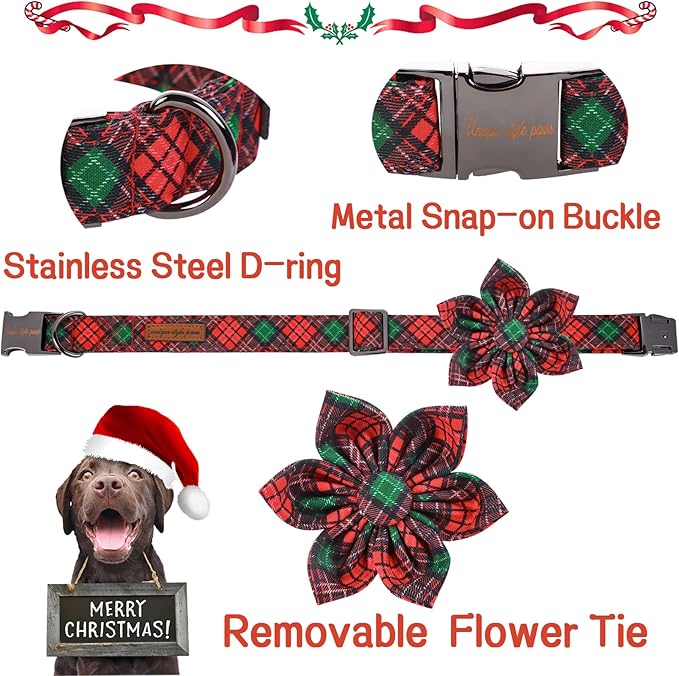 Unique style paws Cotton Dog Collar with Bow Puppy Collar with Green Flower for Small Medium Large Boys Girls Dogs