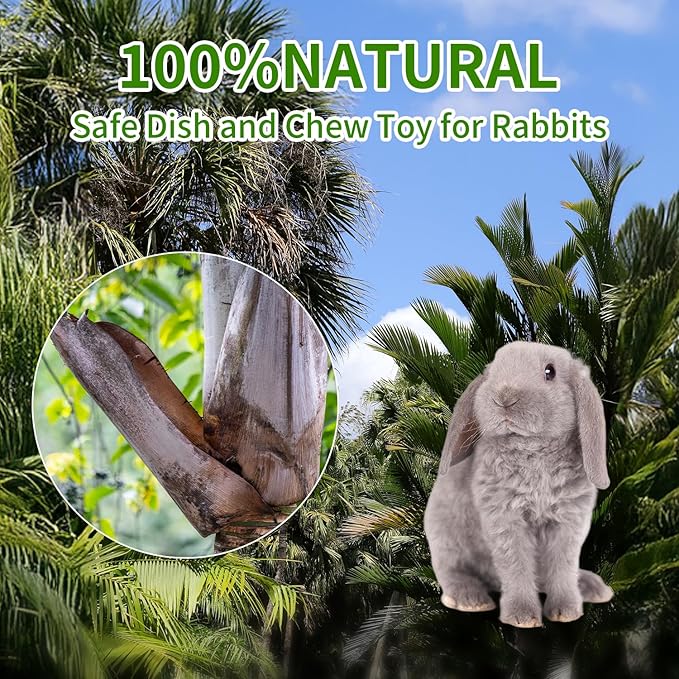 25 Pcs Disposable Palm Leaf Bowls 4 inch Bowl for Rabbits, Compostable Like Bamboo Bowls Disposable Bowl Bunny Chew Toys Chewable Dish for Rabbits,Bunnies,Hamsters,Parrot