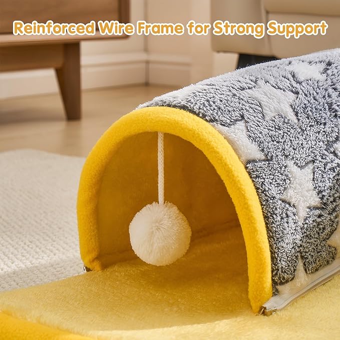 Avont Guinea Pig Hideout Tunnel Bed, Large Washable Hideaway House with Play Tunnel for Small Animals, Chinchillas Hamsters Chipmunks Dwarf Rabbits Rats -Star
