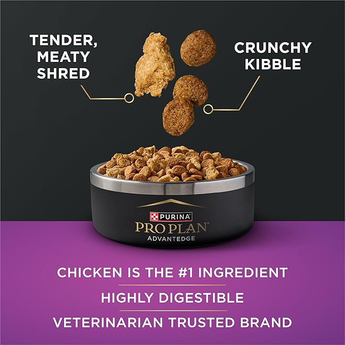 Purina Pro Plan AdvantEDGE Senior Support Plus Small Breed Shredded Blend Chicken and Rice Formula Dry Dog Food - 12 lb. Bag