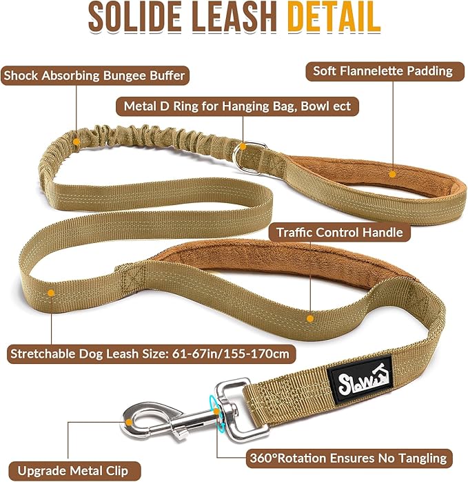 SlowTon No Pull Dog Harness - Heavy Duty Dog Harness and Leash Set for Medium Large Dogs, Reflective Tactical Harness with Soft Padded and Front Clip for Easy Walk and Training (Y, XL)