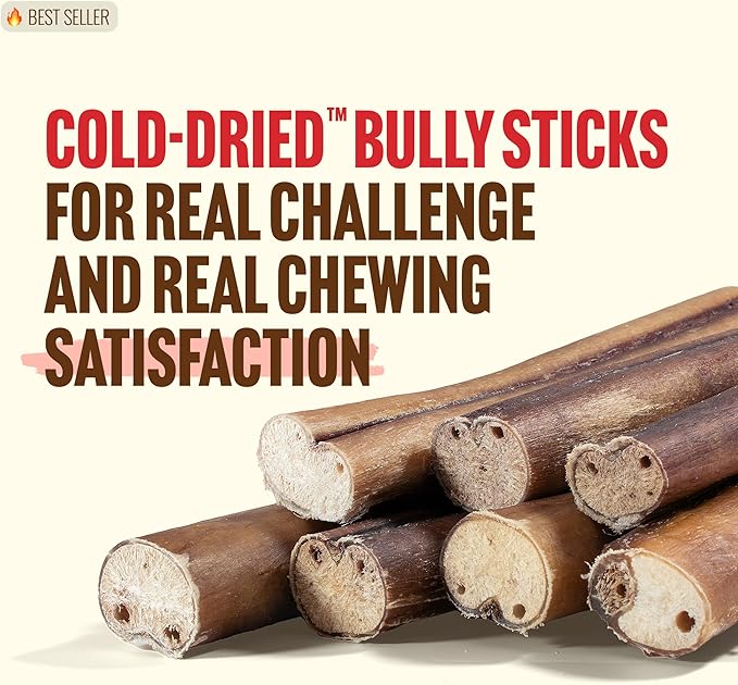 Natural Farm Cold-Dried™ Bully Sticks 6 Inch (10 Count) – Odor Free Longer Lasting High Protein Dog Chews – 100% Beef Pizzle, Single Ingredient, Durable for Aggressive Chewers