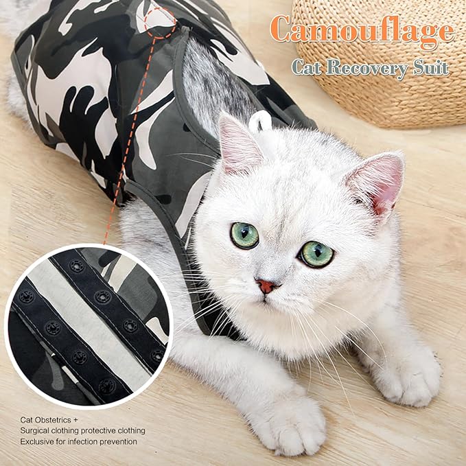 Cat Recovery Suit for Abdominal Wounds or Skin Diseases, Breathable Cat Onesie for Cats After Surgery Spay Neuter, Anti Licking Cat Cone Alternative, Professional Pet Surgery Recovery Shirt