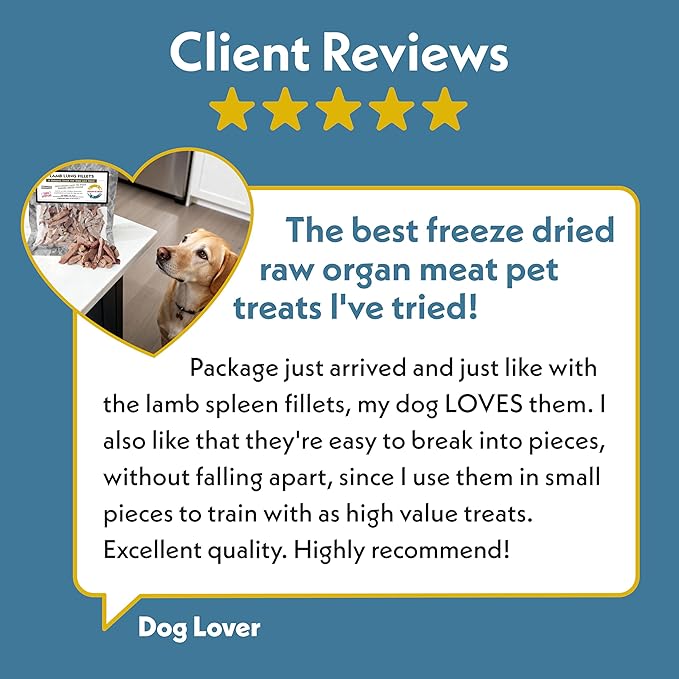Fresh Is Best Lamb Lung Fillets Freeze Dried Dog Treats – Raw Freeze Dried Treats for Dogs & Cats in Resealable Zipper Bag – High-Protein Single Ingredient – Made in The USA