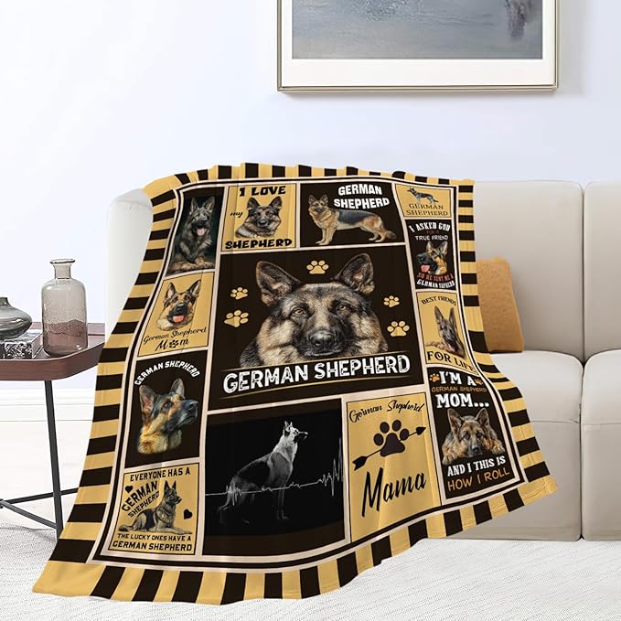 German Shepherd Throw Blanket German Shepherd Puppy Stuff Gifts for Dog Lover Kids Girls Boys Adults Women Men Soft Cozy Warm Plush Fluffy Fuzzy Fleece Blanket Decor 40''X50''