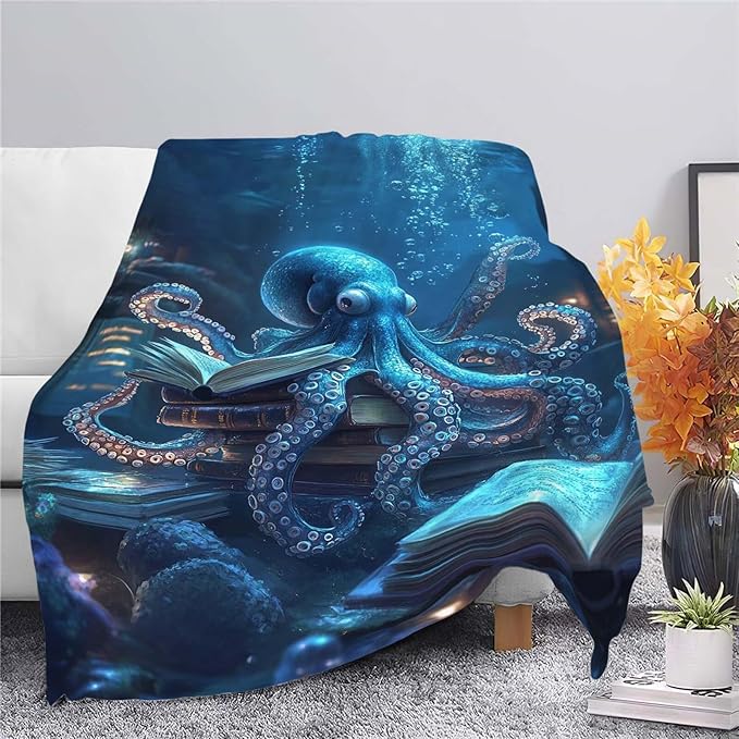 Octopus Throw Blanket Ocean Octopus Stuff Gifts for Kids Girls Boys Adults Women Man Soft Cozy Warm Plush Fluffy Fuzzy Fleece Blanket Decor 50''X60''