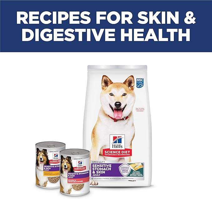 Hill's Science Diet Adult Sensitive Stomach & Skin Dry Dog Food, Pollock Meal, Barley, & Insect Meal, 12 lb. Bag