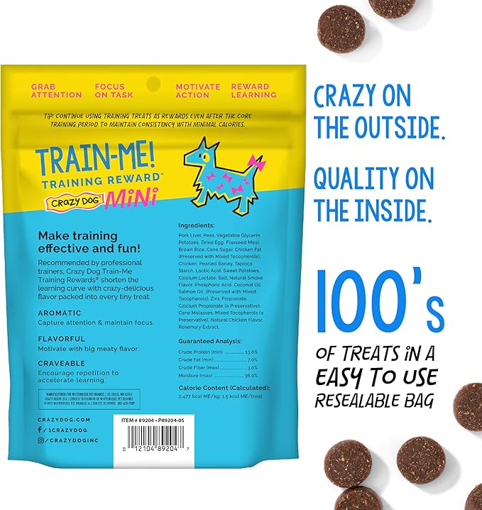 Crazy Dog Train-Me! Training Reward Mini Dog Treats , 4 Ounce (Pack of 1)