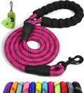 Taglory Rope Dog Leash 4 FT with Comfortable Padded Handle, Highly Reflective Threads Leash and Anti-Tangle Clip for Walking Small Dogs, 3/8 inch, Hotpink