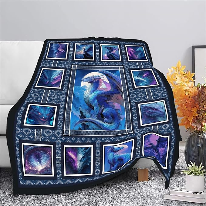 Dragon Throw Blanket Dragon Stuff Gifts for Kids Girls Boys Adults Women Men Soft Cozy Warm Plush Fluffy Fuzzy Fleece Blanket Decor 40''X50''