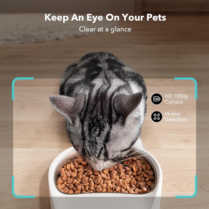 PETLIBRO Automatic Cat Feeder with Camera,1080P HD Video with Night Vision,5G WiFi Pet Feeder-with 2-Way Audio,Low Food & Blockage Sensor,Motion & Sound Alerts for Cat-& Dog Single Tray,(Pack of 4)