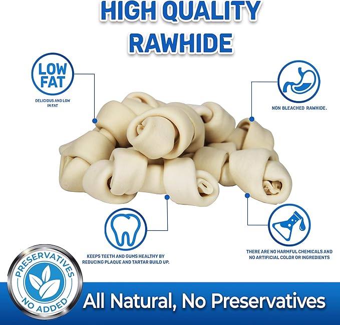 Pet Magasin Rawhide Roll Treats for Dogs, 6-7" Natural Beef Rawhide Chews, 10Count Bag