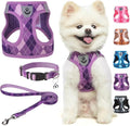 SCENEREAL Small Dog Harness and Leash Collar Set, Step in No Pull Soft Mesh Dog Harnesses for Small Medium Sized Dogs Puppy and Cats Outdoor Walking, No Chock Reflective Vest Harness, Purple Plaid S