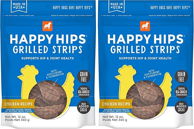 Happy Hips Grilled Dog Treats, Chicken, 12 oz. Pouch (Pack of 2)