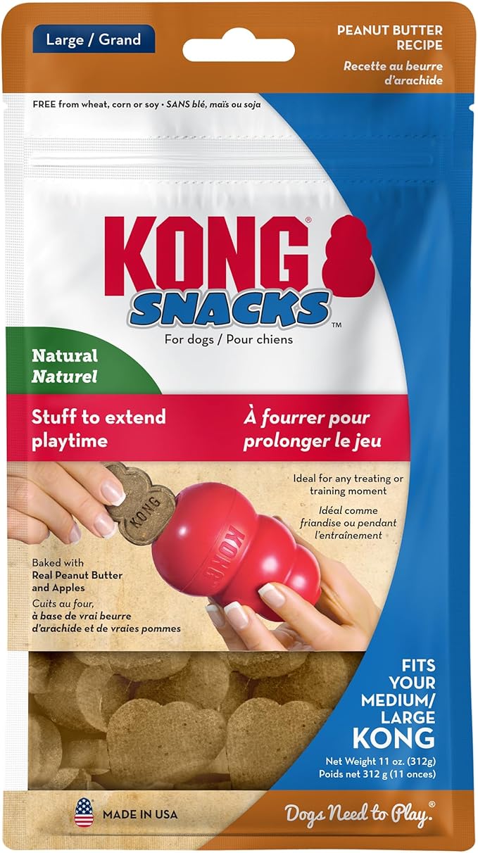 KONG Snacks Dog Treats – 2-Pack | All-Natural, Made in USA, Fits Classic Toys, No Wheat, Corn or Soy (Large, Peanut Butter)