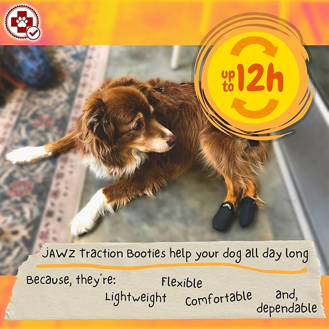 WALKABOUT JAWZ Traction Booties – Anti-Slip Dog & Cat Paw Protectors for Slippery Hardwood Floors, Lick Sores, Senior Pet Grip Boots to Treat Muscle Weakness, Arthritis, IVDD, CCL, TPLO Recovery (ML)