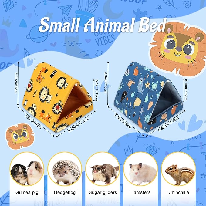 YUEPET 2 Pack Guinea Pig Bed - Washable Guinea Pig Hideout and House Small Animal Hideout Cage Accessories for Guinea Pigs Chinchillas Dwarf Rabbits Hamsters Hedgehogs