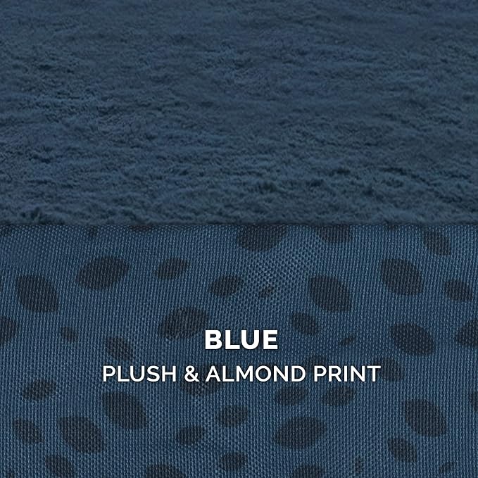 Furhaven Memory Foam Dog Bed for Large/Medium Dogs w/ Removable Bolsters & Washable Cover, For Dogs Up to 55 lbs - Plush & Almond Print L Shaped Chaise - Blue Almonds, Large