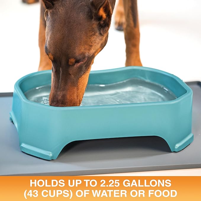 Neater Pet Brands Extra Large Water Bowl for Dogs, Outdoor Dog Water Bowl (2.25 Gallon XL Capacity), Big Trough Style Food Dish for Indoors or Outside, No Spill Large Dog Bowls, Aquamarine