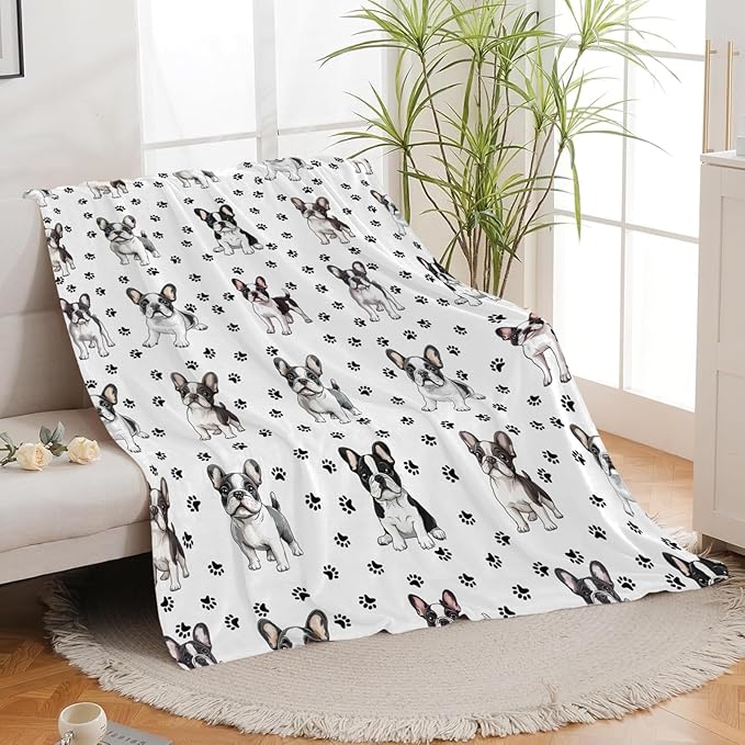 Boston Terrier Throw Blanket French Bulldog Frenchie Puppy Stuff Gifts for Dog Lover Kids Girls Boys Adults Women Men Soft Cozy Warm Plush Fluffy Fuzzy Fleece Blanket Decor 40''X50''