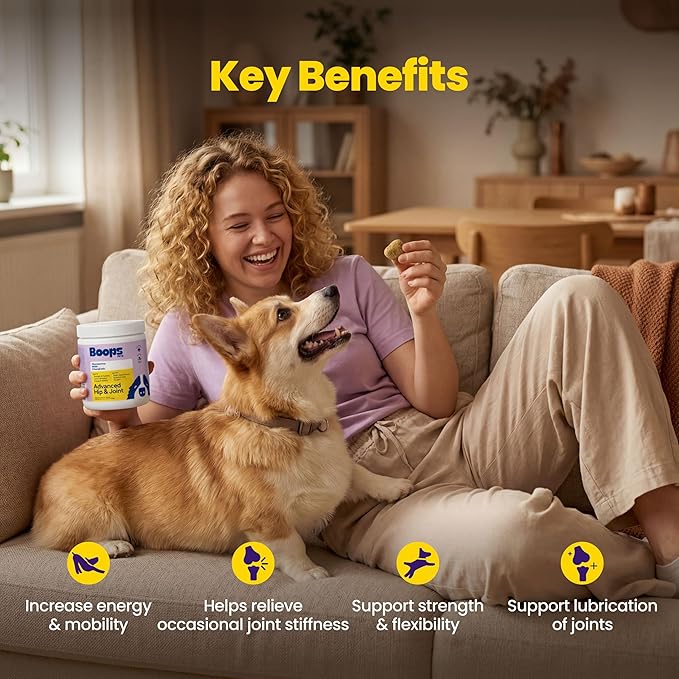 Advanced Hip & Joint Supplement for Dogs - 90 Soft Chews with Glucosamine, MSM, Chondroitin & Multivitamins - Supports Mobility & Flexibility - Made with Pasture-Raised Chicken