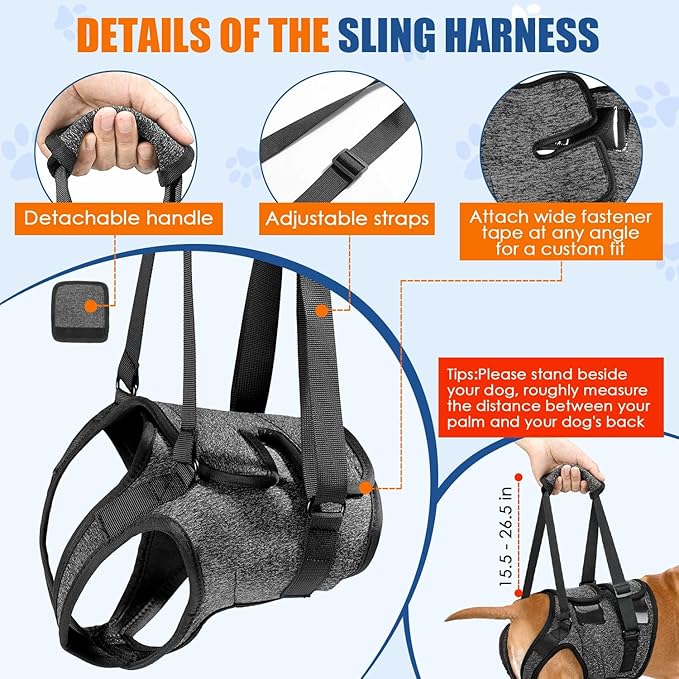 SlowTon Dog Lift Harness - Adjustable Dog Sling for Medium Large Dogs, Hind Leg Support to Help Rehabilitate, Soft Padded Dog Support Harness for Elderly, Injured, Arthritic, Disabled Dogs, L