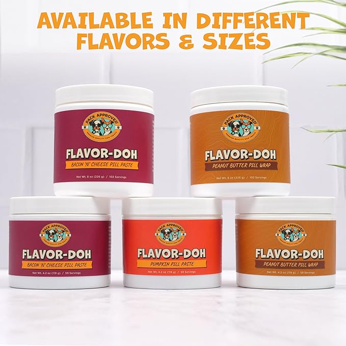 Flavor-Doh - Flavored Pill Wrap for Dogs to Hide Capsules and Create Pill Treats for Dogs - Easy-to-Use Treat Paste for Pet Medication - Peanut Butter (8oz)