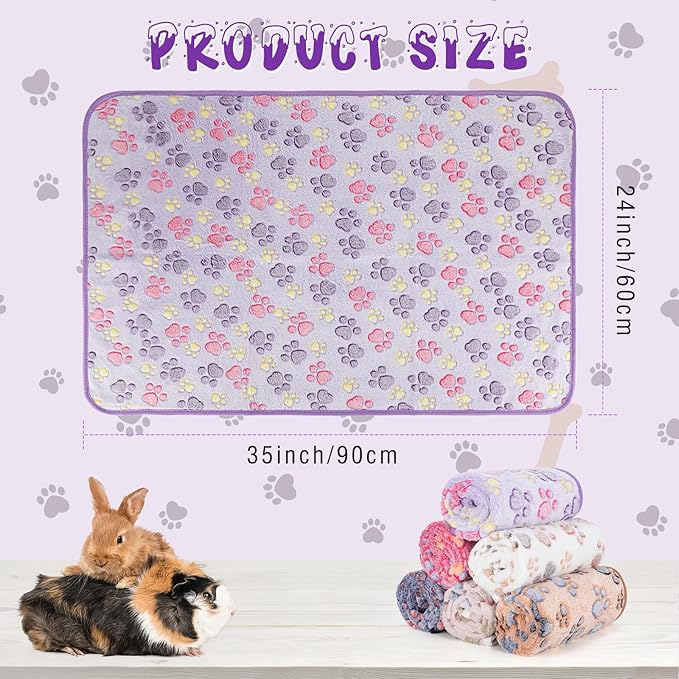YUEPET Waterproof Guinea Pig Blankets Washable 6 Pack Small Animal Fleece Cage Liners Pet Soft Sleep Mat Pad Cover Warm Flannel Throw for Hamster Guinea Pig Rabbit Chinchilla Hedgehog Ferret 35"×24"