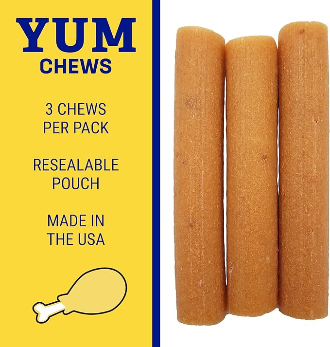Himalayan Dog Chew Yak Cheese Dog Chews,Lactose Free & Grain Free,USA Made,for All-Dog Breeds,Medium Density Cheese Chew,Resealable Pouch with 3 YUM Treats,Chicken Flavor,(Pack of 2)