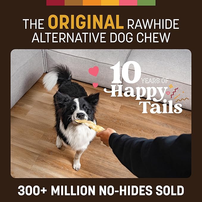 Earth Animal No Hide Strips - Natural Rawhide Free Dog Chew Strips, Peanut Butter - 10 Count Value Pack