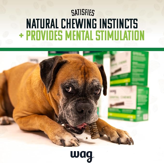 Amazon Basics Dental Dog Treats to Help Clean Teeth & Freshen Breath for Large Dogs, Unflavored, Per Pack: 24 Count, 2.25 pounds (Previously Wag)
