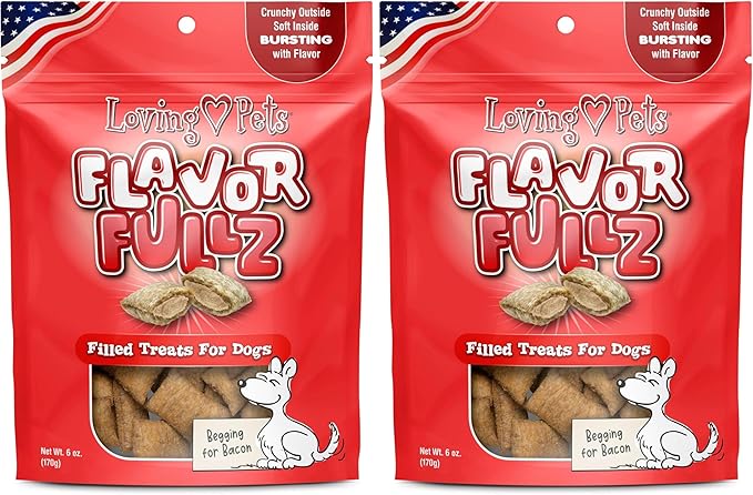 Loving Pets Flavorfullz Filled Treats for Dogs, Bacon 6 oz. (Pack of 2)