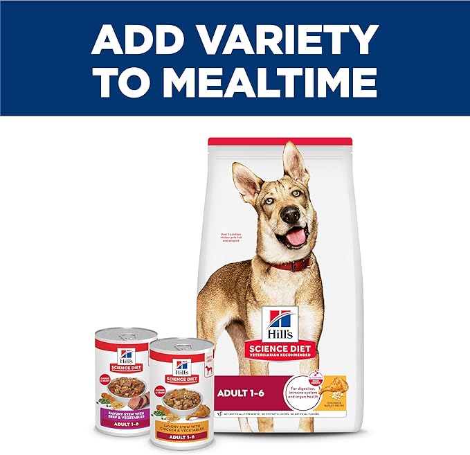 Hill's Science Diet Adult 1-6 Wet Dog Food, Beef & Vegetables, 12.8 oz. Cans, 12-Pack