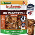Beef Marrow Bones for Dogs, 3" Bone, Long Lasting Stuffed Treats, Tasty and Healthy Snack for Small and Medium Sized Pets, (6 Pack)