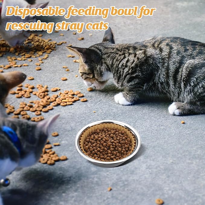 1000 Pcs Bulk Large Pet Disposable Feeding Bowls Liner Cat Food Bowls Paper Liner Pets Disposable Feeding Bowl Small Paper Cat Plates for Small Dogs Cats Dish Bowl