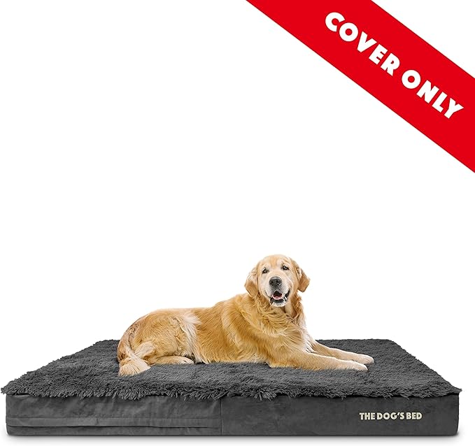 The Dog’s Bed Replacement Outer Cover, Fur Fabric, Grey Fur, XXXL, 6-Inch