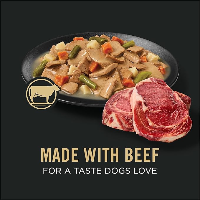 Purina Pro Plan Complete Essentials, Beef and Vegetables Entree in Wet Dog Food Gravy - (Pack of 12) 13 oz. Cans