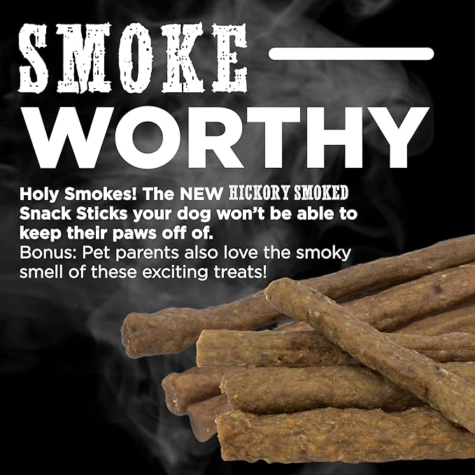 Premium Hickory Smoked Real Beef Snap Sticks - 20 Count (Pack of 1) - USA Packed, No Additives, 100% Natural, Rawhide-Free, High Protein