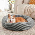 MIXJOY Dog Bed Medium Size Dogs, Washable Medium Dogs Bed with Removable Cover, Cozy Donut Dog Ded Fluffy Plush Faux Fur Pet Bed with Anti-Slip Bottom, 30"x30"x8", Grey