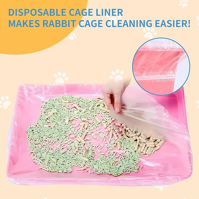 100 Pcs Disposable Cage Liners 19.7'' X 11.8'' - Clear, Plastic Toilet Film for Bunny, Hamster, Totoro, Hedgehog, Guinea Pig & Small Animal Habitats