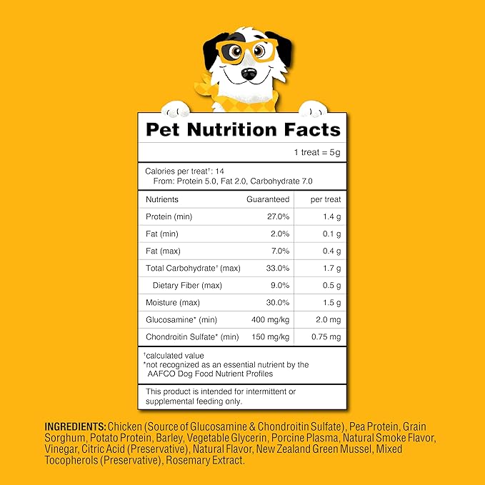 CHAMPS Soft Healthy Dog Treats for Joint Support & Training Snacks Made with Glucosamine, Chondroitin Sulfate & New Zealand Green Mussel - Savory Chicken - 16 oz