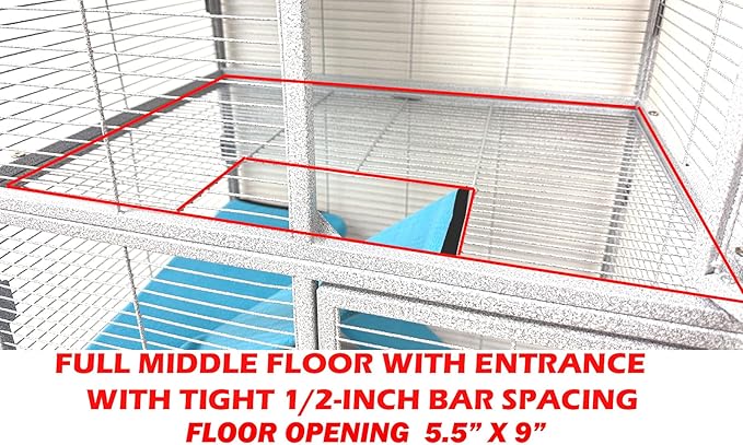 X-Large 31"x18.5"x53.5"H Deluxe Double Unit 4-Tiers Tight 1/2-Inch Bar Spacing Double Large Front Doors Feisty Ferret Squirrel Hammock Chinchilla Rat Hamster Gerbil Small Animal Critter Rolling Cage