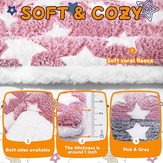 Eilyliafe 2 Pack Rabbit Bunny Bed Soft Guinea Pig Bed Mat Washable Guinea Pig Bunny Pad Reversible Small Animal Bed Cage Liner for Hamster Rat Hedgehog Chinchilla Ferret (13×10 Inch)