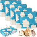 Haull 4 Pcs Waterproof Guinea Pig Bedding Guinea Pig Bed Plush Cage Liners Soft Rabbit Dog Crate Pad Cat Mat Reversible Cozy Animal Pee Pad Hamster Bunny Mat Accessory(White Cloud,13 x 10 Inch)