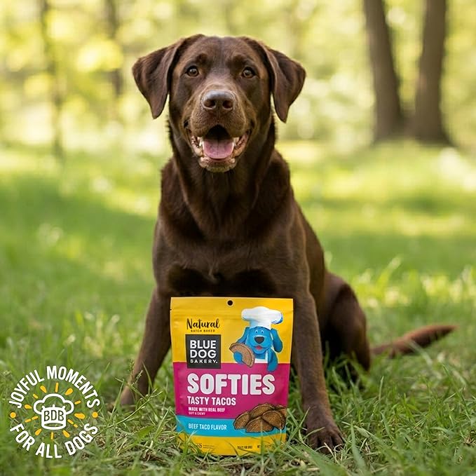 Blue Dog Bakery Tasty Tacos Snacks | Small, Soft Chicken, Beef, Pork Flavors | Natural Healthy Dog Treats | Ruffy's Food Trucks, 12 oz (Pack of 6)