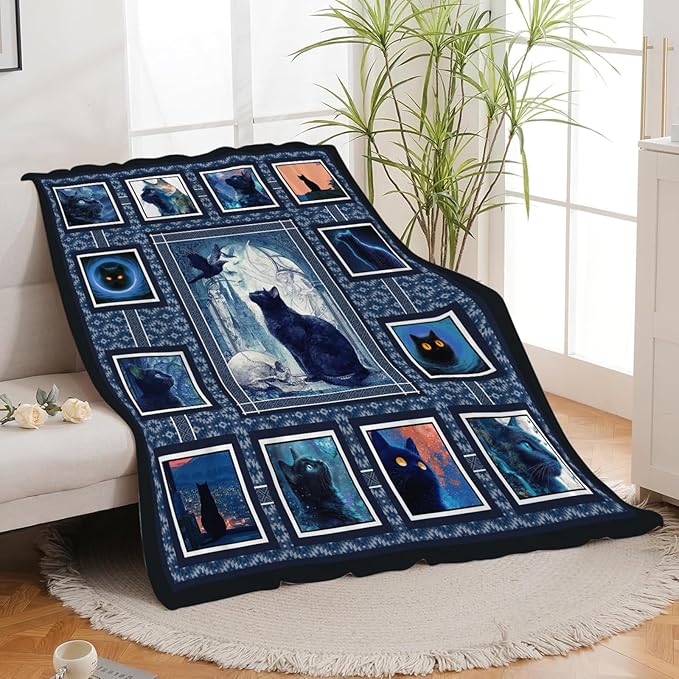 Cat Throw Blanket Cat Stuff Gifts for Kids Girls Boys Adults Women Men Soft Cozy Warm Plush Fluffy Fuzzy Fleece Blanket Decor 50''X60''