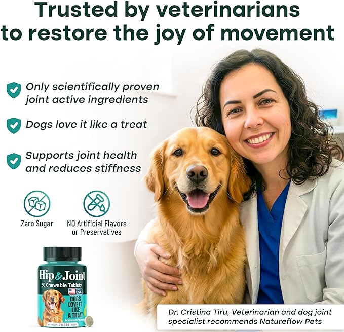 Hip & Joint Supplement for Dogs, 300mg Green-Lipped Mussel for Dog Arthritis Pain Relief, Glucosamine, MSM & Chondroitin, Zero Sugar, Large Medium Small Breeds, 200 Chewable Tablets